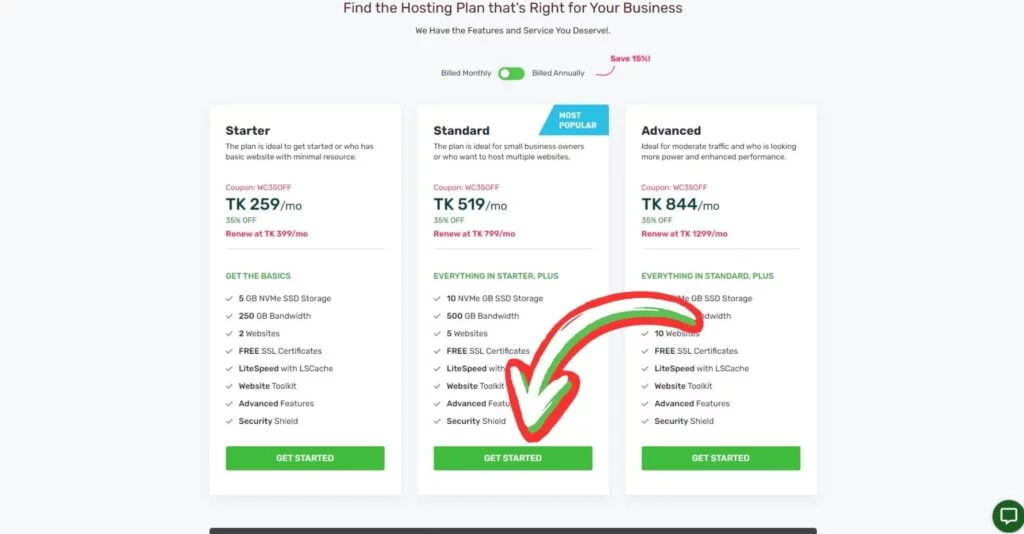 Select Your Hosting Plan