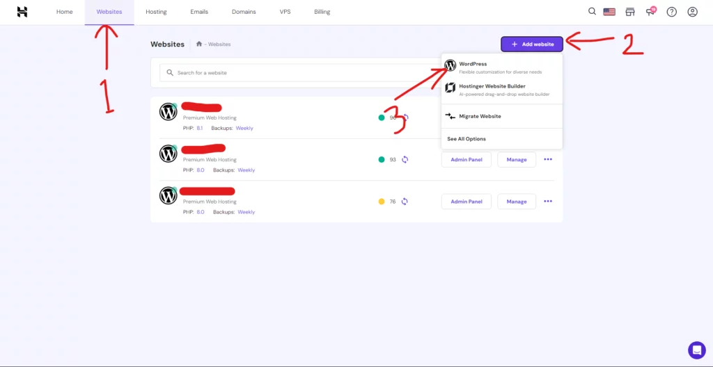 Hostinger Add Website