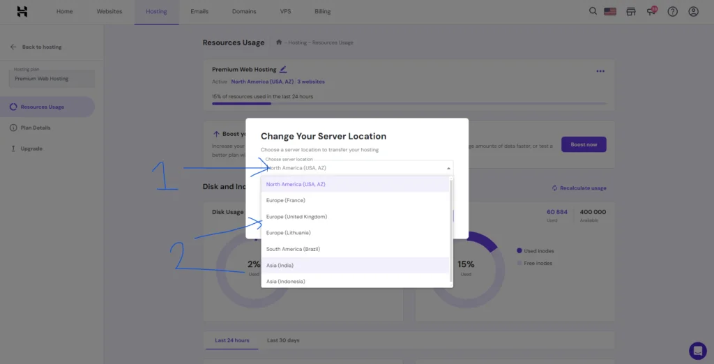 How to Change Server Location in Hostinger Change your data center location