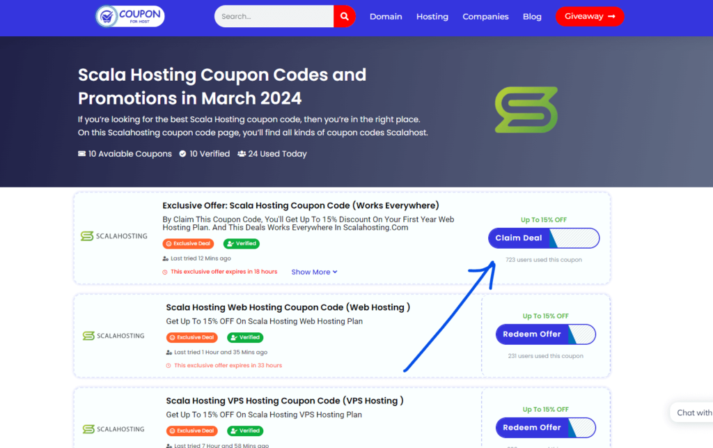 Scala Hosting Coupon Code Choose the Coupon Code