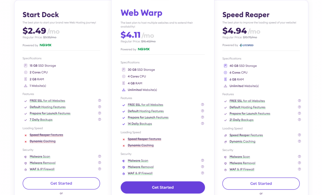 Choose web hosting plan
