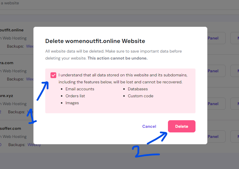 Delete your website