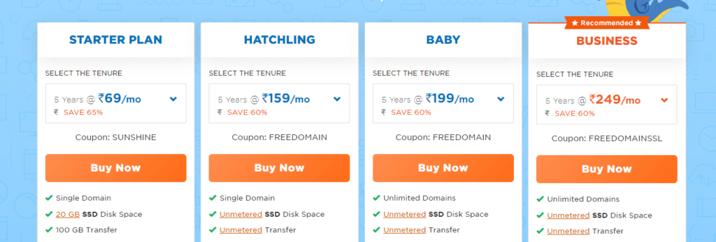 HostGator India Pricing Plan