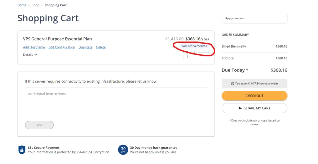 Liquid Web Coupon Aplied