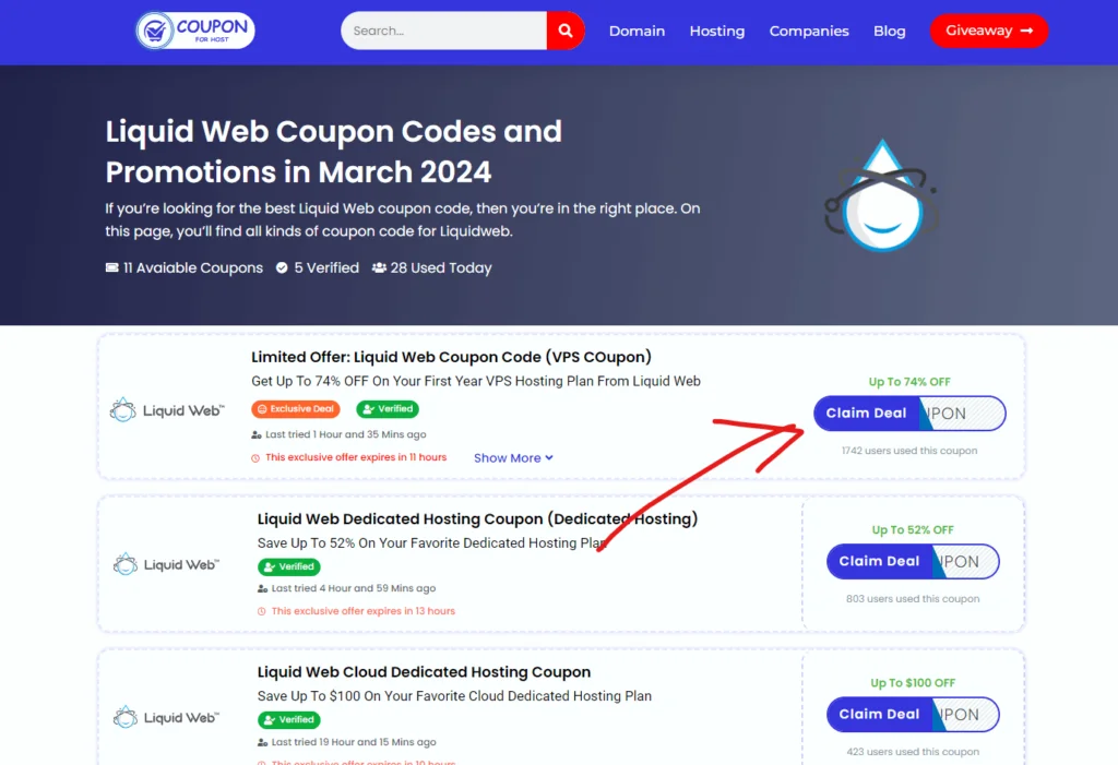 Liquid Web Coupon Code Page