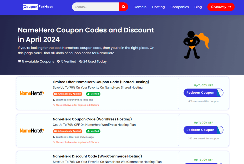 Namehero Coupon Code NameHero Coupon Code Page