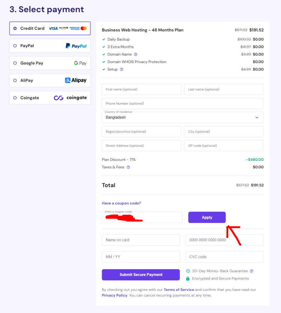 Hostinger Coupon Code Hostinger Payment Process