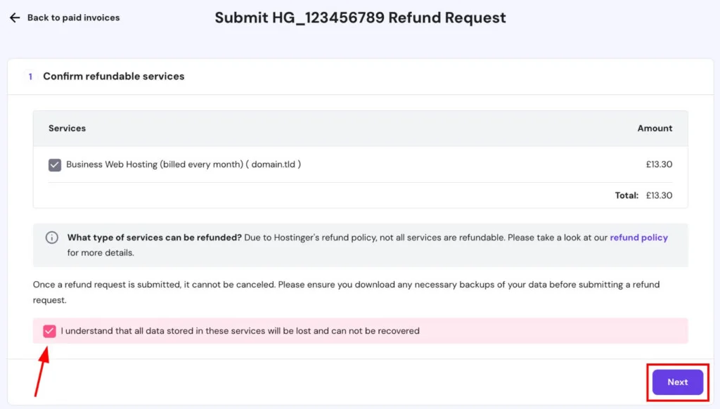 Submite Refund Request