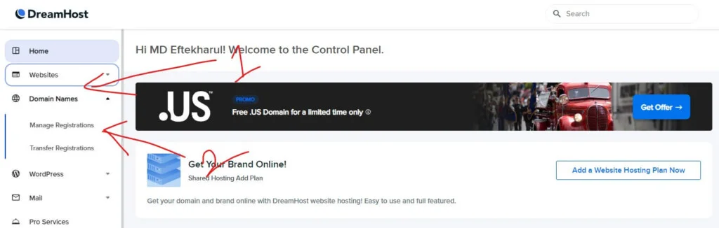 Login Dreamhost Control Panel