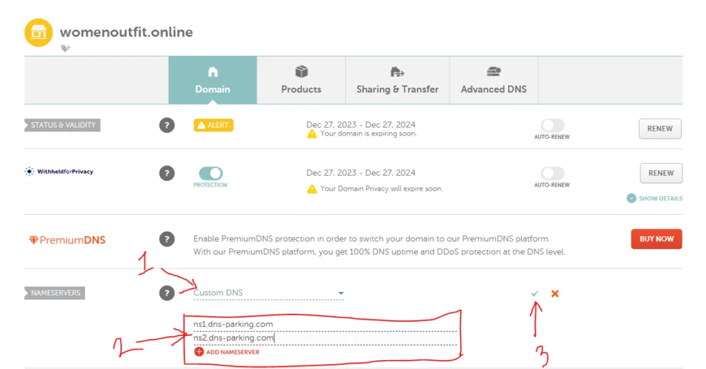 Nameserver change