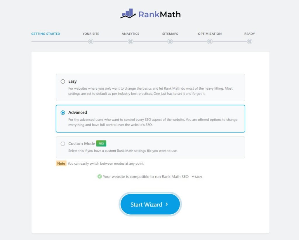 RankMath Set Up Page