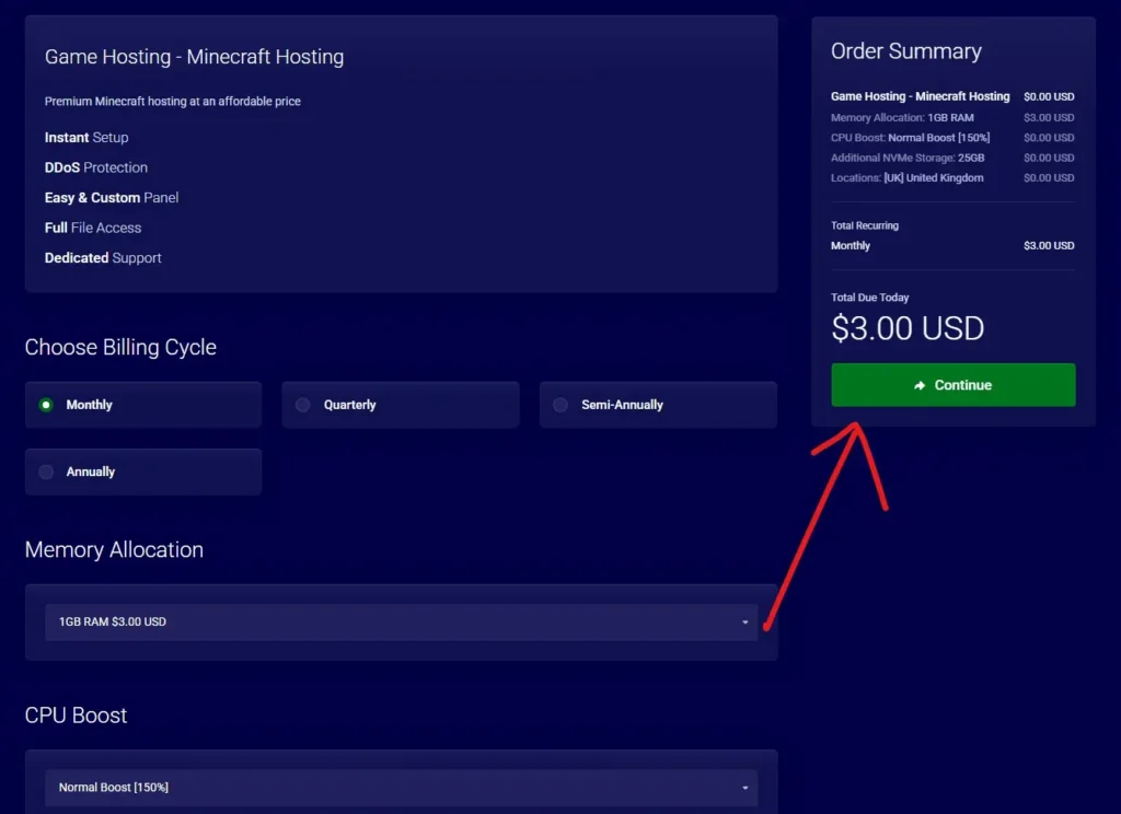 Pine Hosting Promo Code Configure Plan
